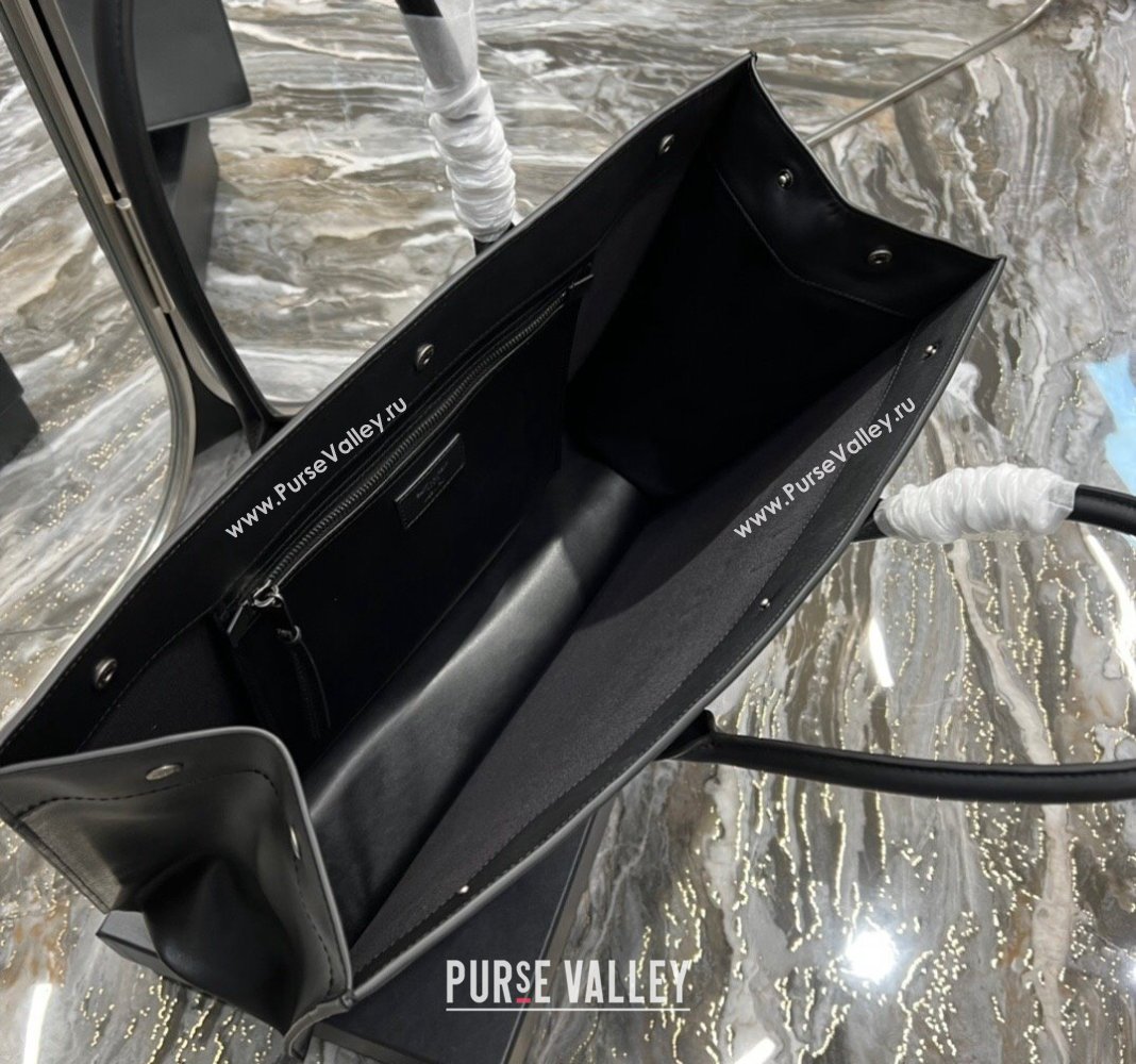 Saint Laurent Rive Gauche Large Tote Bag in Leather 509415 Black/Silver 2024 (YY-240313072)