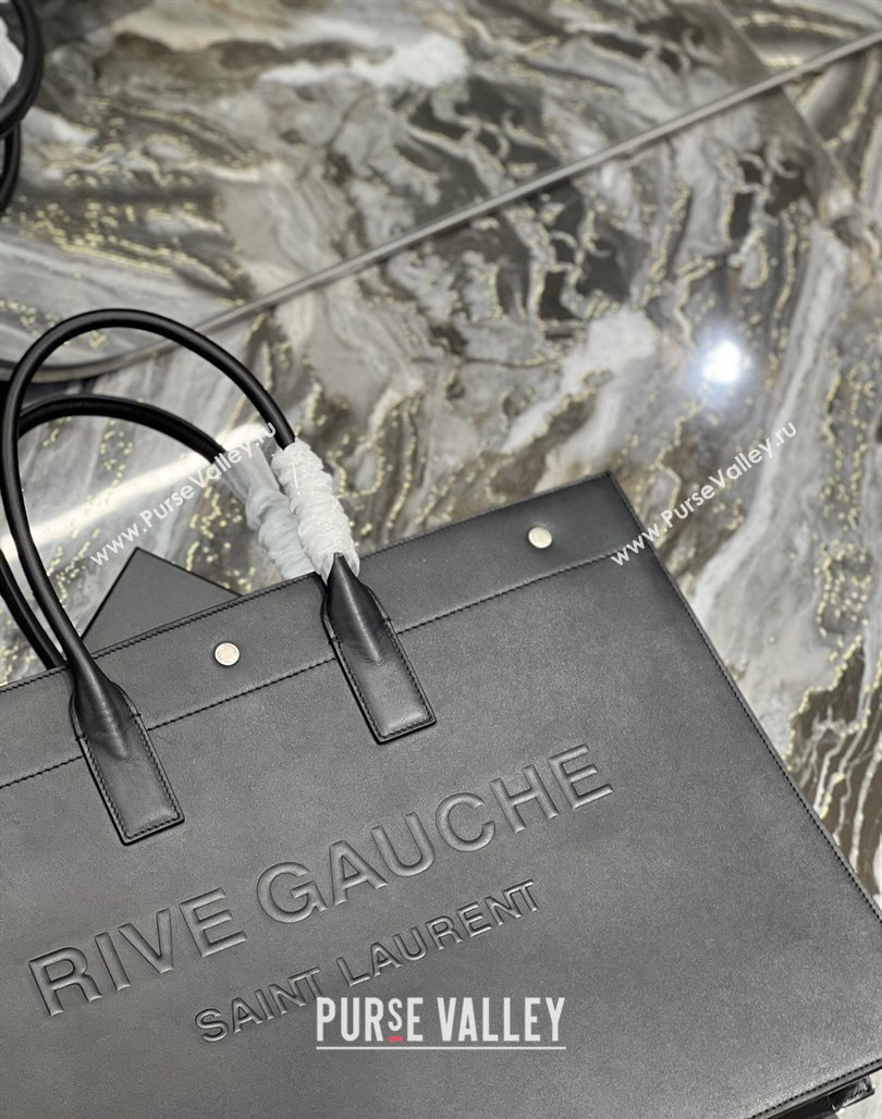 Saint Laurent Rive Gauche Large Tote Bag in Leather 509415 Black/Silver 2024 (YY-240313072)