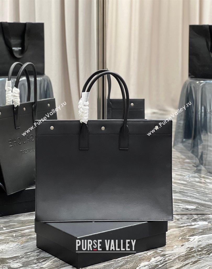 Saint Laurent Rive Gauche Large Tote Bag in Leather 509415 Black/Silver 2024 (YY-240313072)