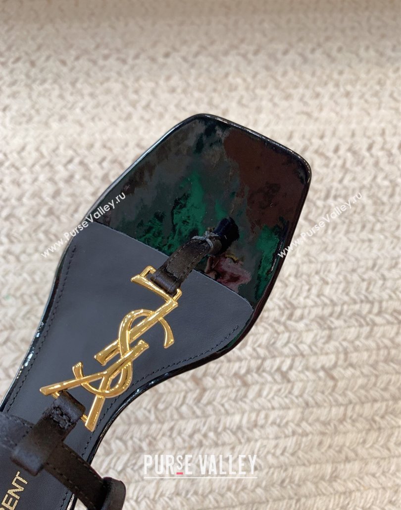 Saint Laurent CassandraSandals 6cm Fabric and Patent Calfskin Black 2024 0328 (MD-240328050)