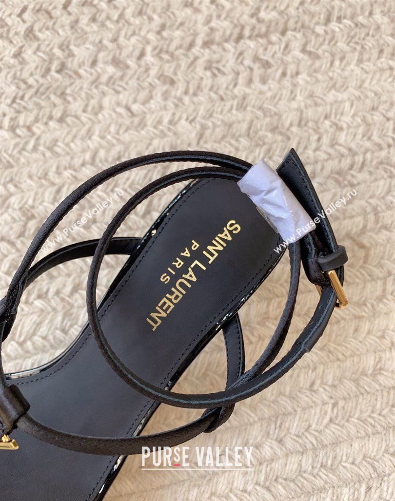 Saint Laurent CassandraSandals 6cm Fabric and Patent Calfskin Black 2024 0328 (MD-240328050)