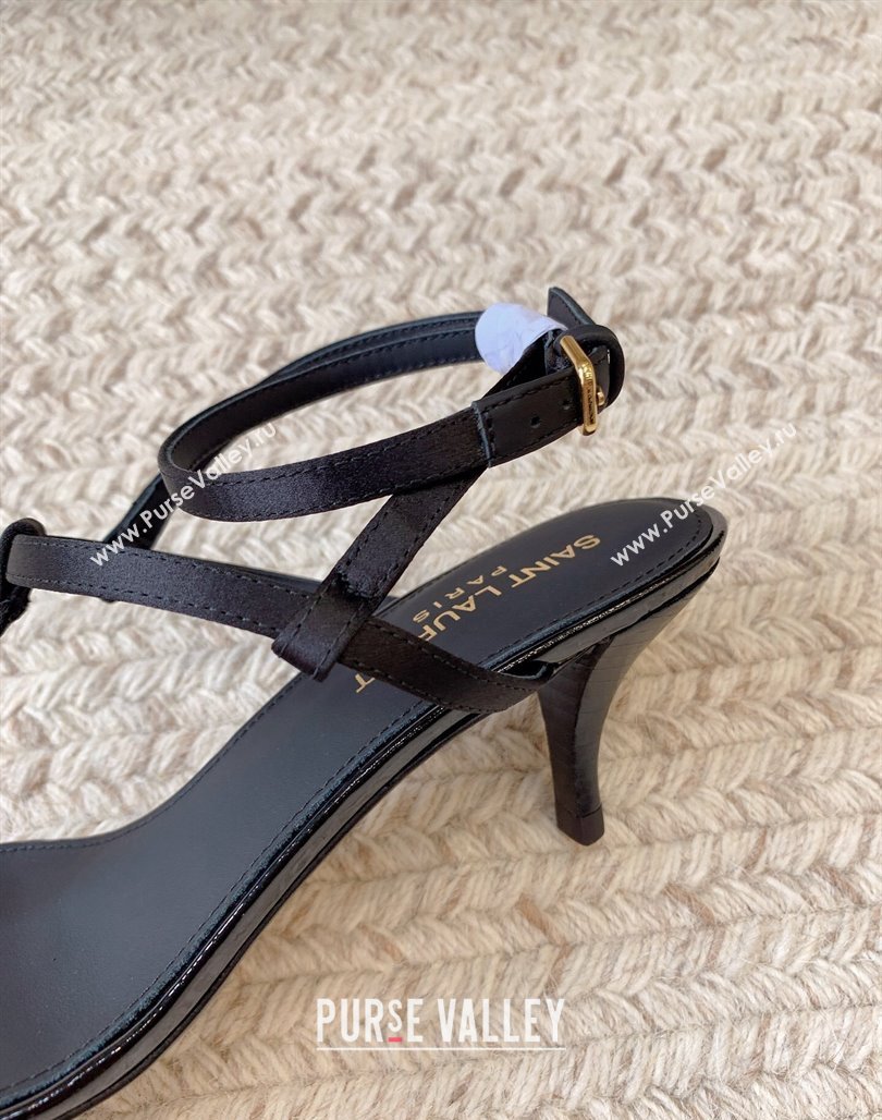 Saint Laurent CassandraSandals 6cm Fabric and Patent Calfskin Black 2024 0328 (MD-240328050)