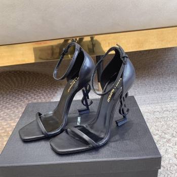 Saint Laurent Opyum Calfskin Leather Sandals 10.5cm with YSL Heel All Black 2024 (MD-240328032)