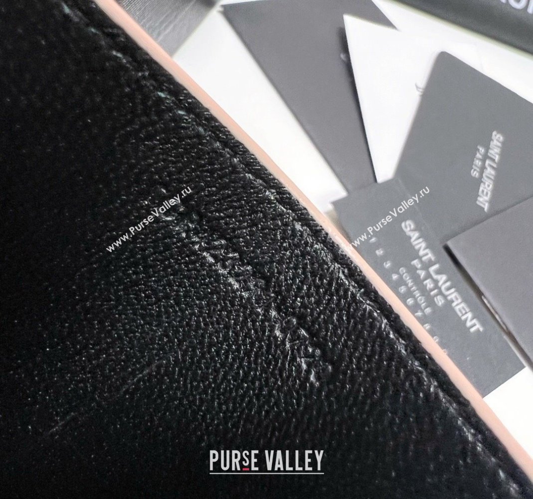 Saint Laurent Grained Leather Card Holder 423291 Pink/Silver 2024 (nana-240417067)