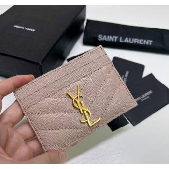 Saint Laurent Grained Leather Card Holder 423291 Pink/Gold 2024 (nana-240417068)