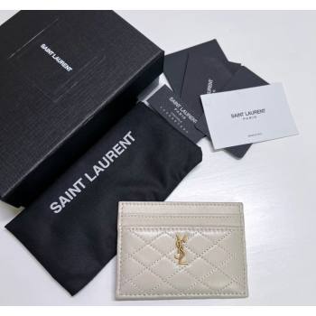 Saint Laurent Gaby Quilted Lambskin Card Holder 703219 White 2024 (nana-240417073)