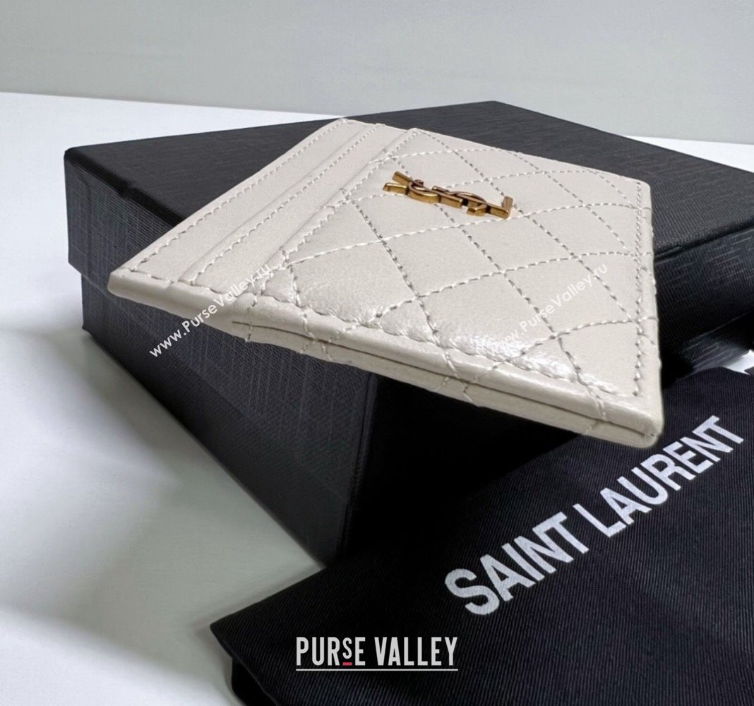 Saint Laurent Gaby Quilted Lambskin Card Holder 703219 White 2024 (nana-240417073)