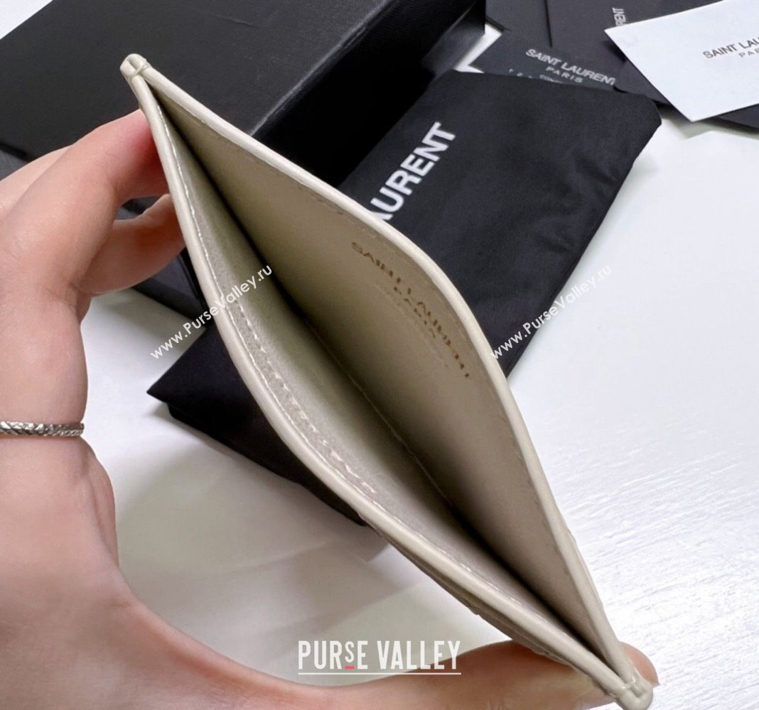 Saint Laurent Gaby Quilted Lambskin Card Holder 703219 White 2024 (nana-240417073)