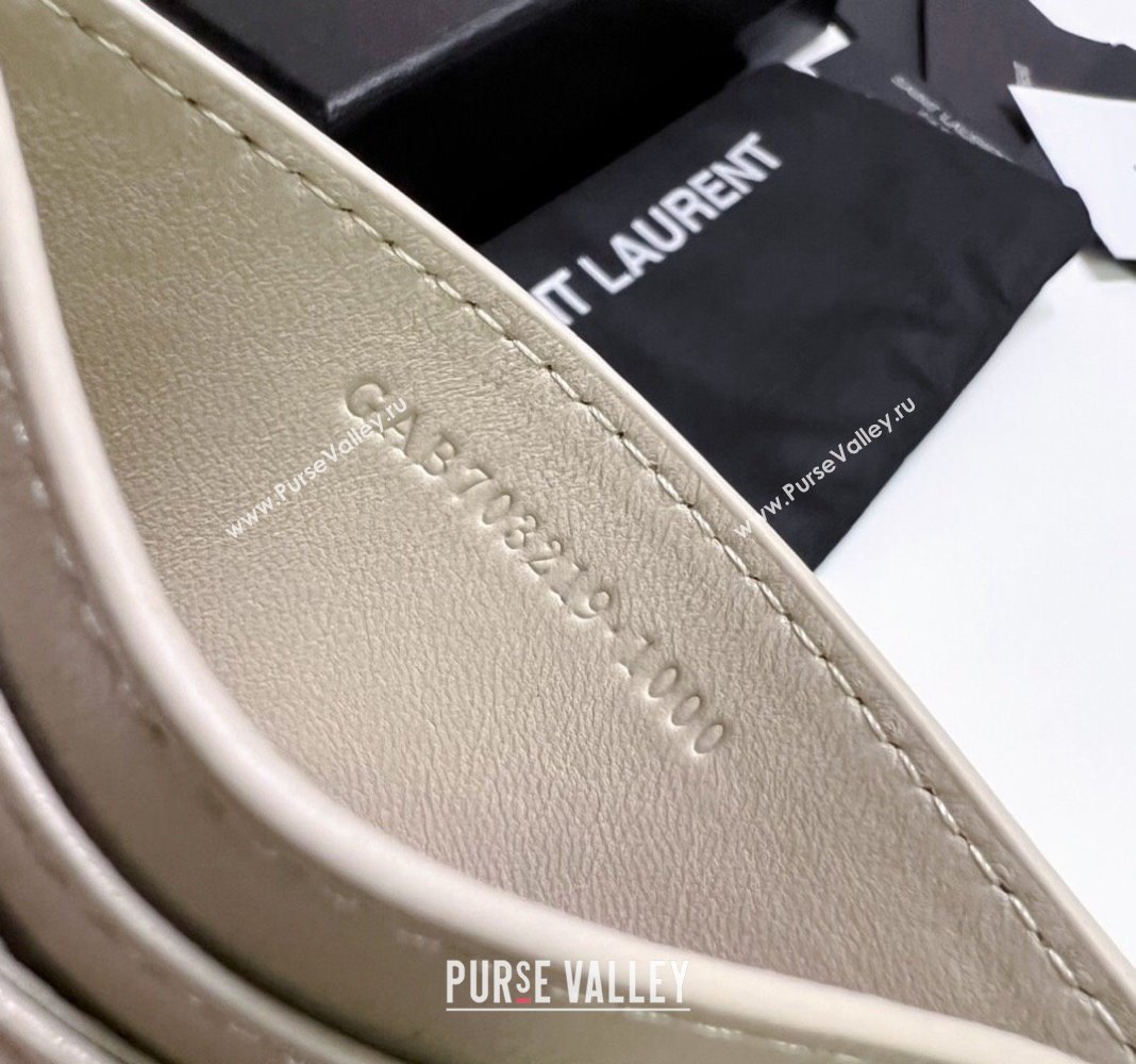 Saint Laurent Gaby Quilted Lambskin Card Holder 703219 White 2024 (nana-240417073)