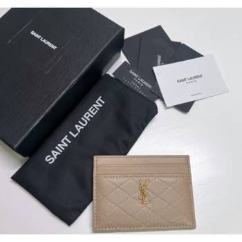Saint Laurent Gaby Quilted Lambskin Card Holder 703219 Beige 2024 (nana-240417074)