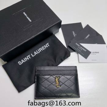 Saint Laurent Gaby Quilted Lambskin Card Holder 703219 Black 2024 (nana-240417075)