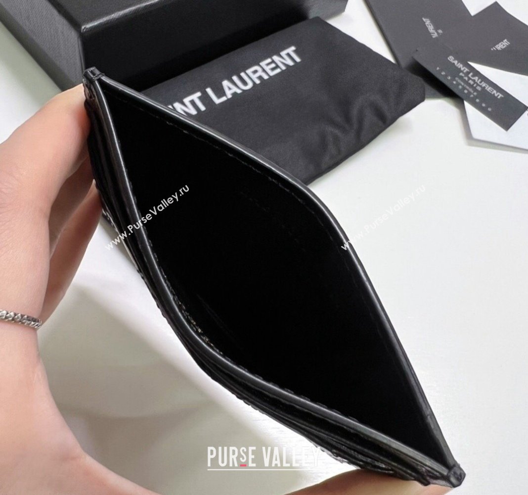Saint Laurent Gaby Quilted Lambskin Card Holder 703219 Black 2024 (nana-240417075)