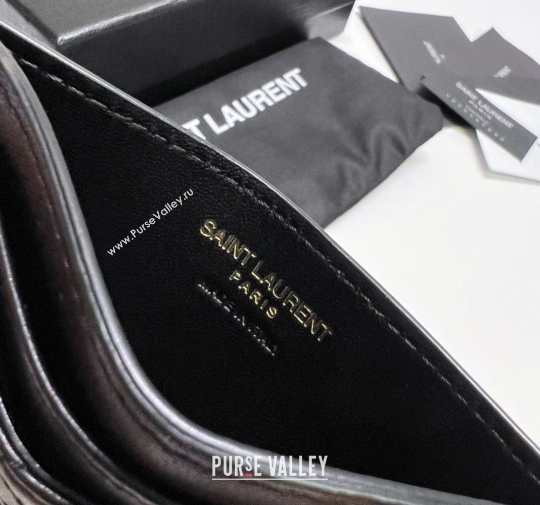 Saint Laurent Gaby Quilted Lambskin Card Holder 703219 Black 2024 (nana-240417075)