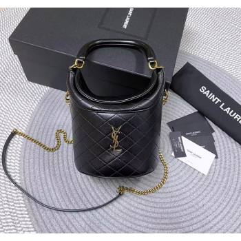 Saint Laurent Gaby Bucket Bag in Quilted Lambskin Black 2024 763961 (nana-240417076)