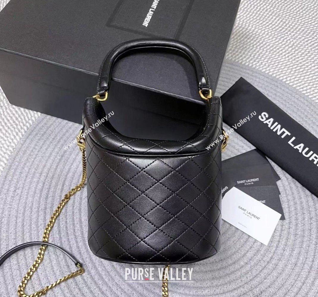 Saint Laurent Gaby Bucket Bag in Quilted Lambskin Black 2024 763961 (nana-240417076)