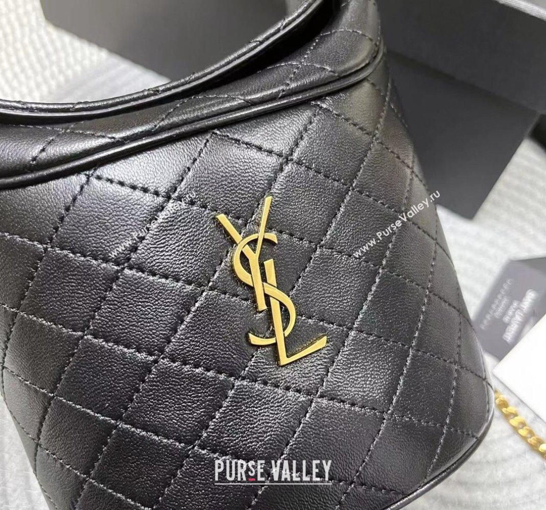 Saint Laurent Gaby Bucket Bag in Quilted Lambskin Black 2024 763961 (nana-240417076)