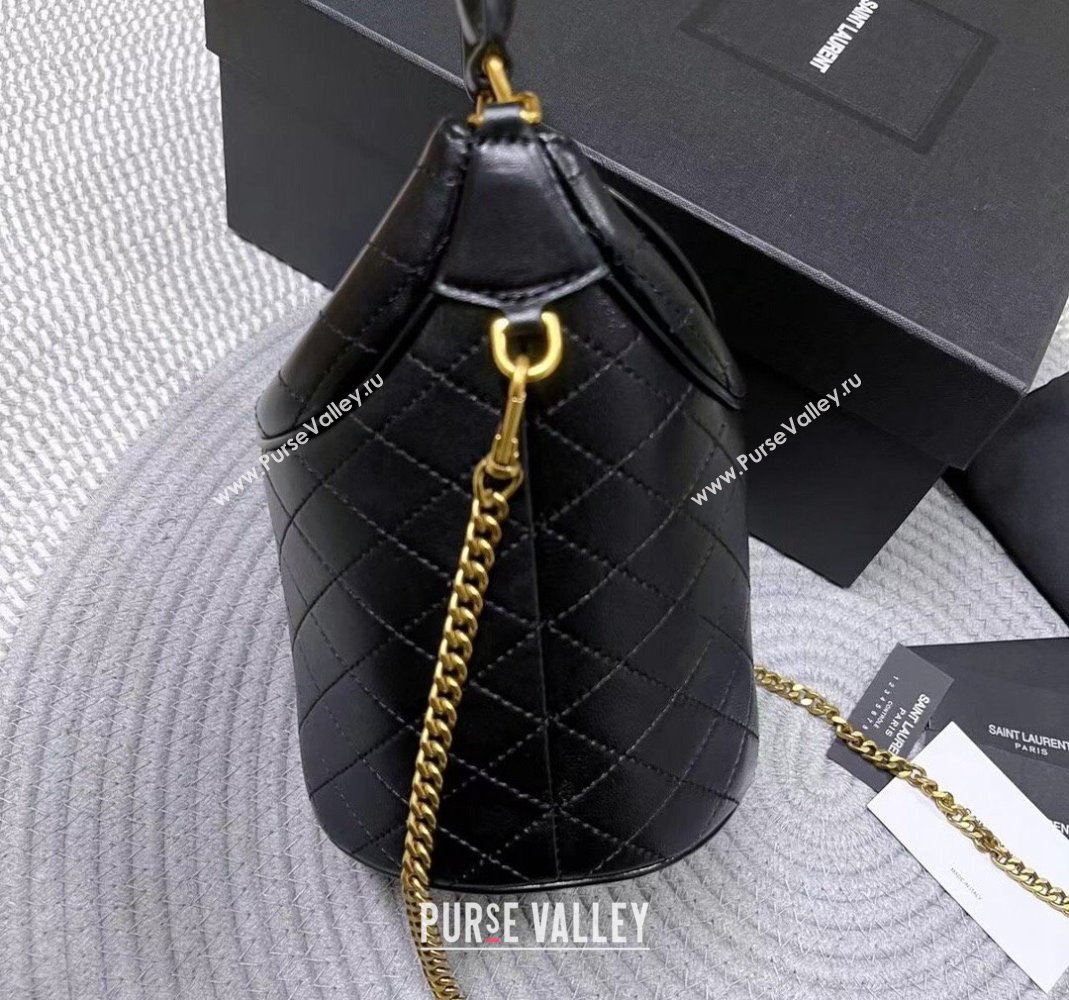 Saint Laurent Gaby Bucket Bag in Quilted Lambskin Black 2024 763961 (nana-240417076)
