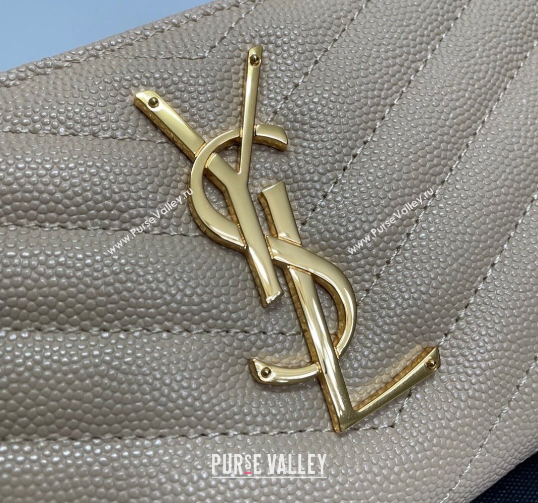 Saint Laurent Monogram Zip Around Wallet in Grained Leather 358094 Beige 2024 (nana-240417056)