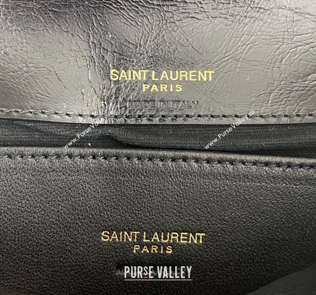 Saint Laurent College Mini Chain Bag in Shiny Crackled Leather 779430 Black 2025 (nana-250409095)