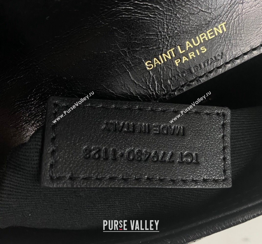 Saint Laurent College Mini Chain Bag in Shiny Crackled Leather 779430 Black 2025 (nana-250409095)
