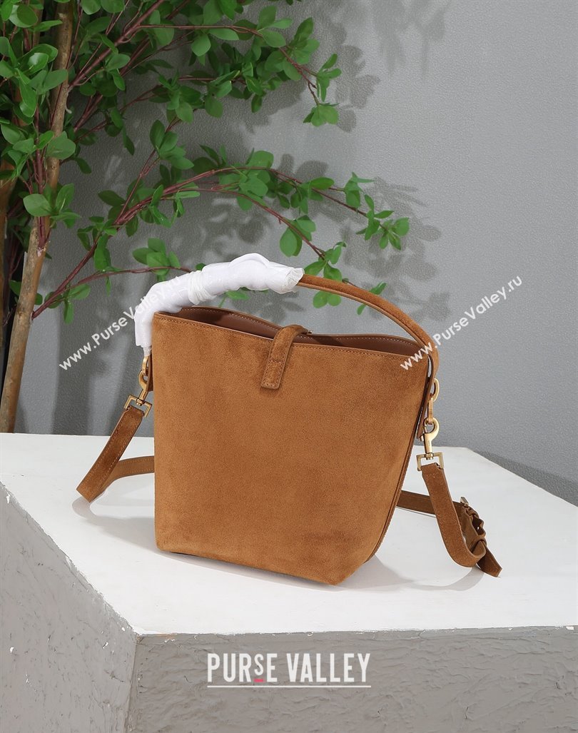 Saint Laurent Le 37 Small Bucket bag in Suede 749036 Brown 2024 (YY-240417081)