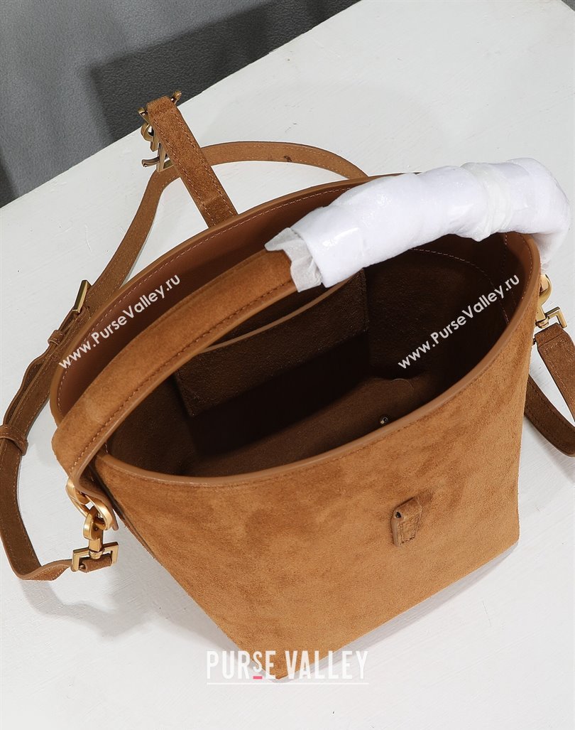 Saint Laurent Le 37 Small Bucket bag in Suede 749036 Brown 2024 (YY-240417081)