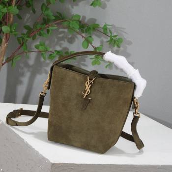 Saint Laurent Le 37 Small Bucket bag in Suede 749036 Green 2024 (YY-240417082)