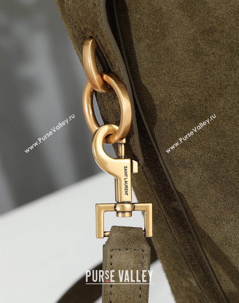 Saint Laurent Le 37 Small Bucket bag in Suede 749036 Green 2024 (YY-240417082)