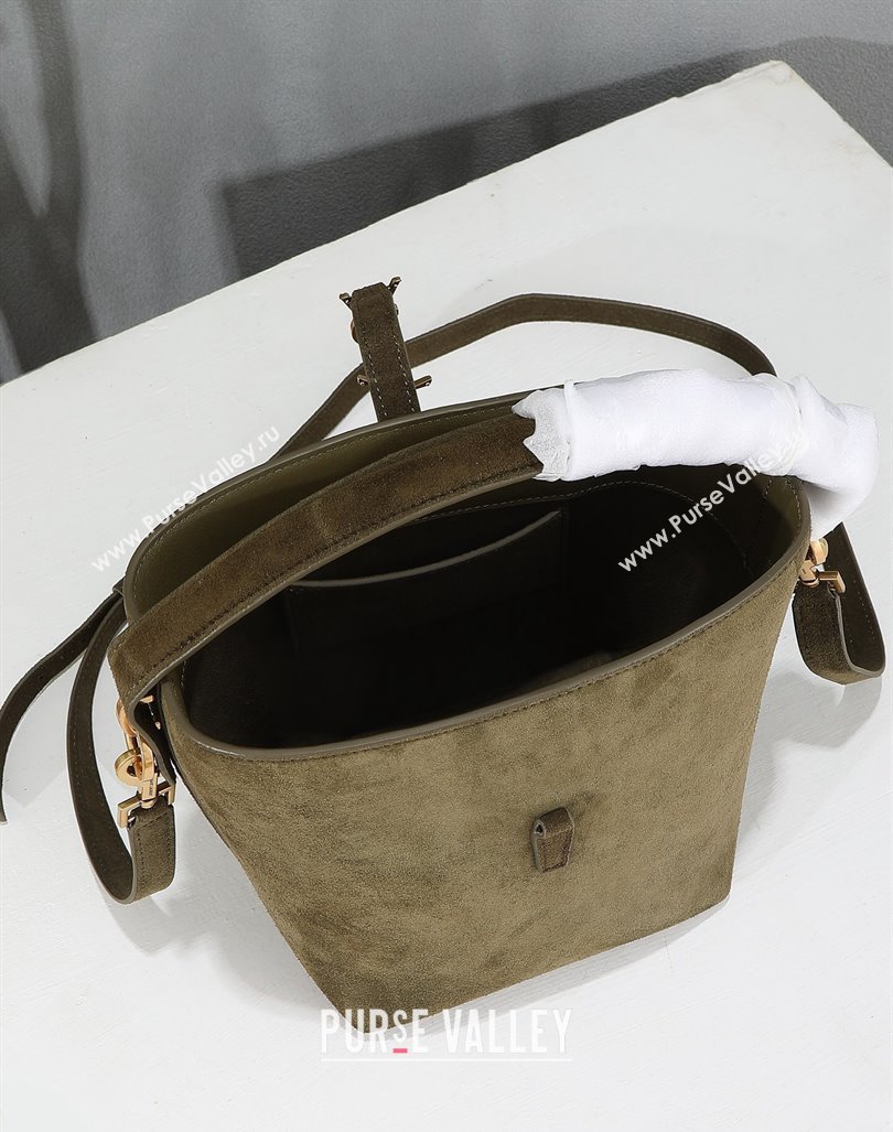 Saint Laurent Le 37 Small Bucket bag in Suede 749036 Green 2024 (YY-240417082)