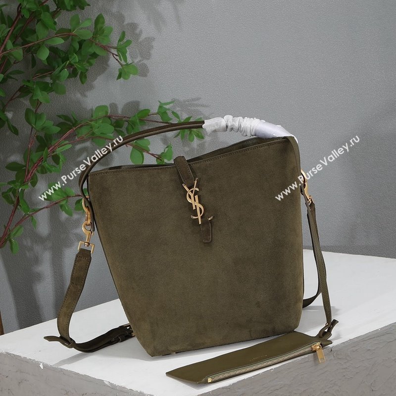 Saint Laurent Le 37 Bucket bag in Suede 742828 Green 2024 (YY-240417084)