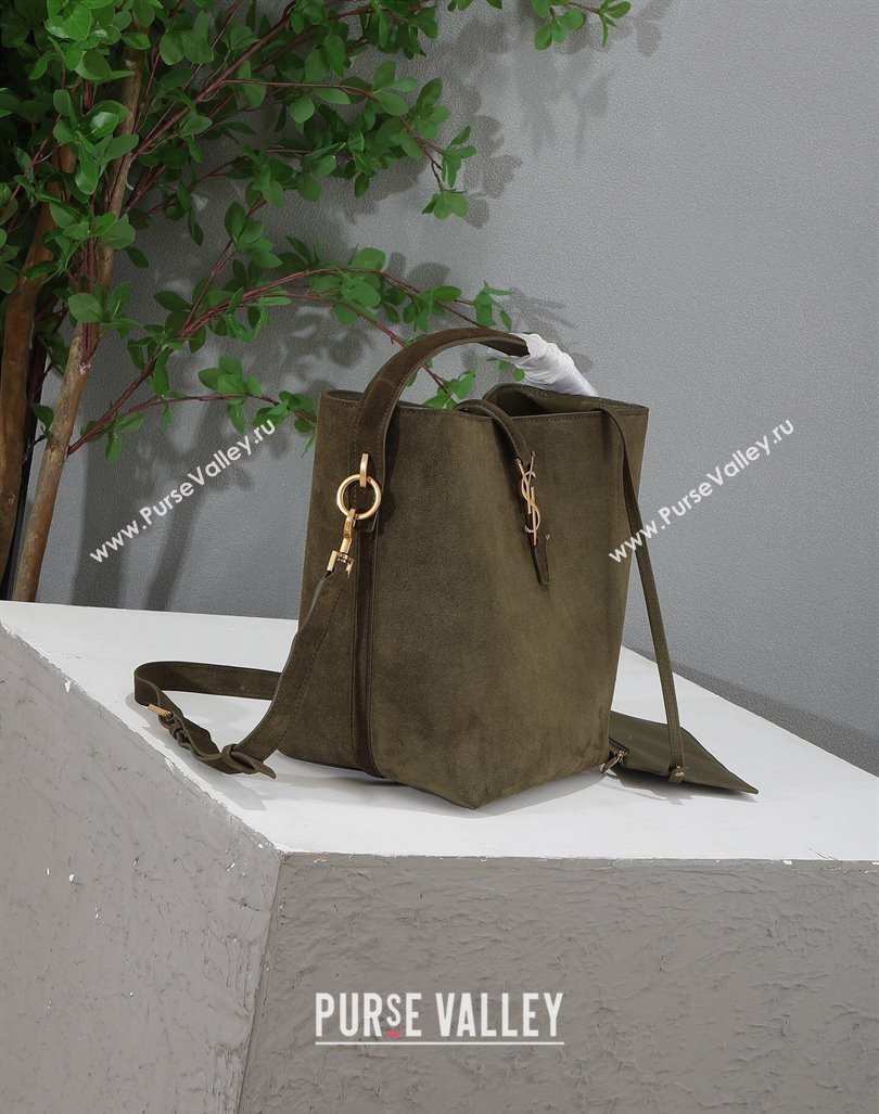 Saint Laurent Le 37 Bucket bag in Suede 742828 Green 2024 (YY-240417084)