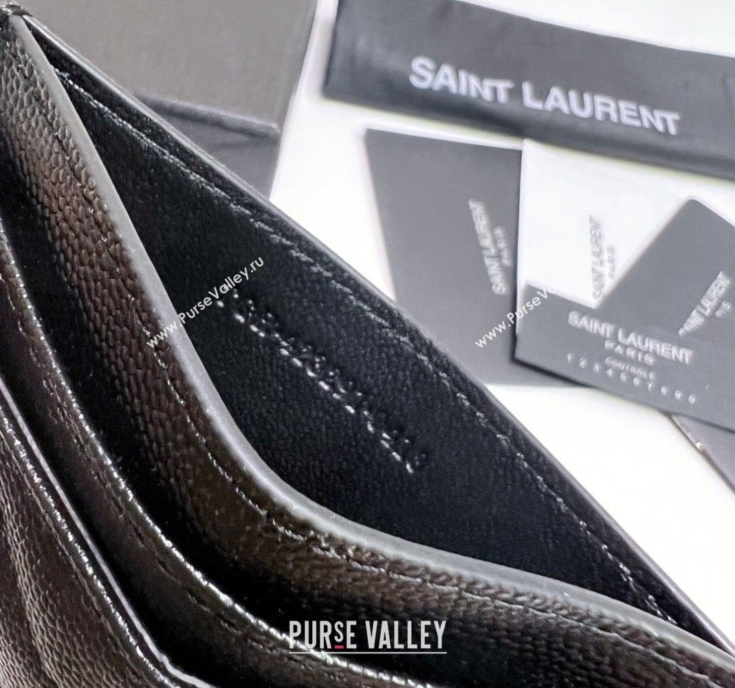 Saint Laurent Grained Leather Card Holder 423291 All Black 2024 (nana-240417062)