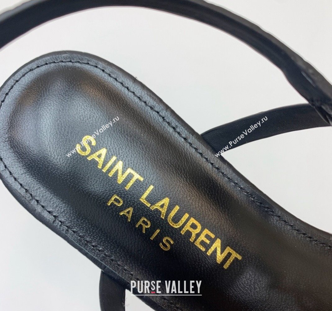 Saint Laurent YSL Flat Thong Sandals in Black Stone Embossed Leather 2024 0506 (MD-240506119)