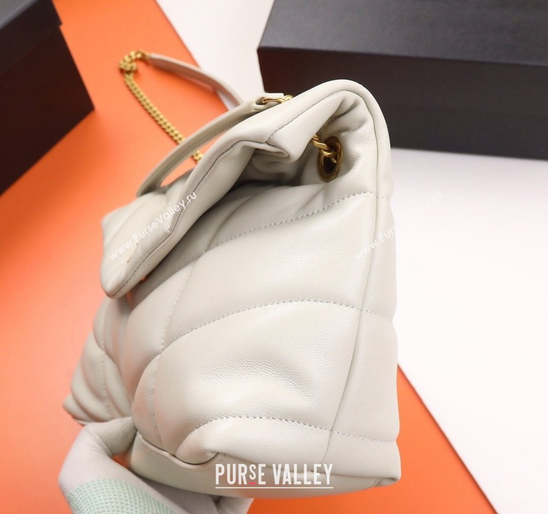 Saint Laurent Loulou Puffer Small Bag in Quilted Lambskin 577476 White/Gold 2024 0525 (YY-240525044)