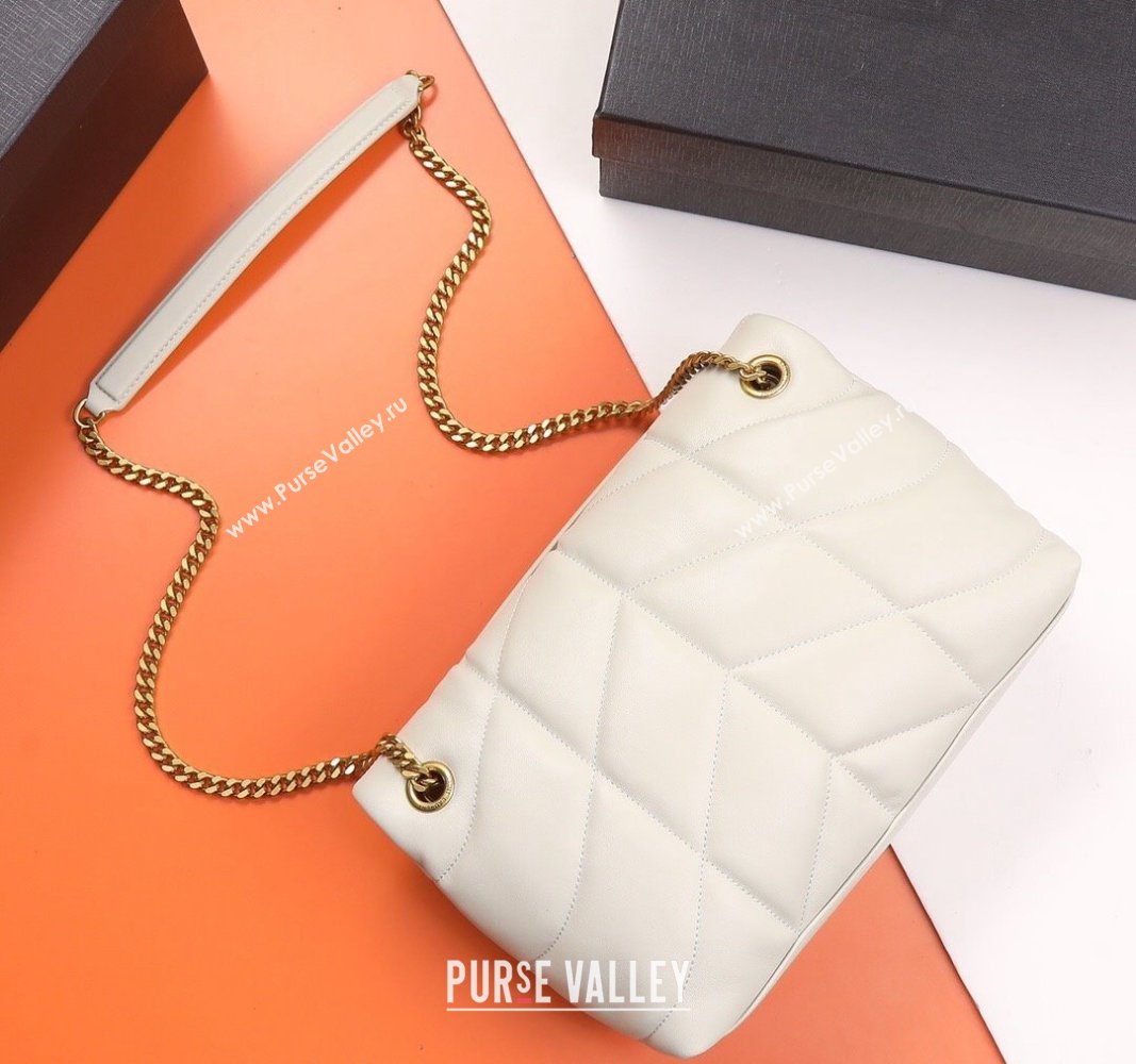 Saint Laurent Loulou Puffer Small Bag in Quilted Lambskin 577476 White/Gold 2024 0525 (YY-240525044)