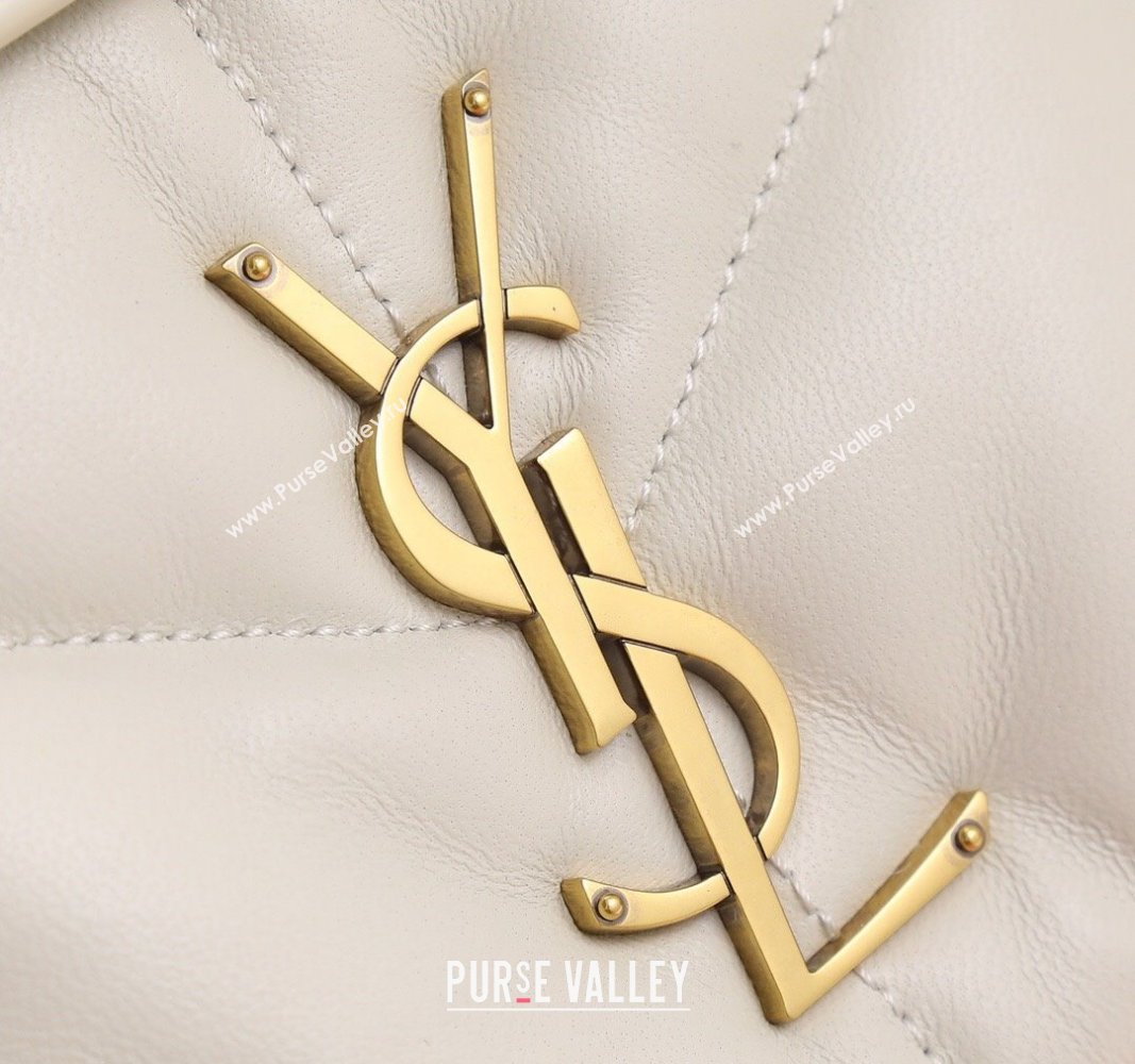 Saint Laurent Loulou Puffer Small Bag in Quilted Lambskin 577476 White/Gold 2024 0525 (YY-240525044)