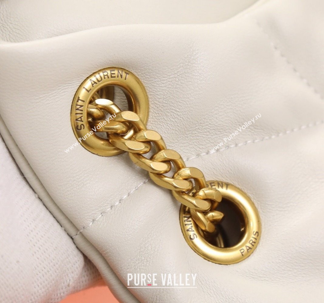 Saint Laurent Loulou Puffer Small Bag in Quilted Lambskin 577476 White/Gold 2024 0525 (YY-240525044)