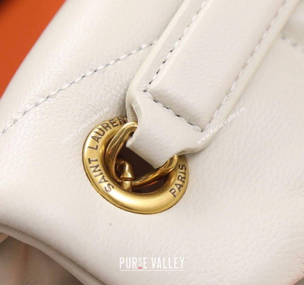 Saint Laurent Loulou Puffer Small Bag in Quilted Lambskin 577476 White/Gold 2024 0525 (YY-240525044)