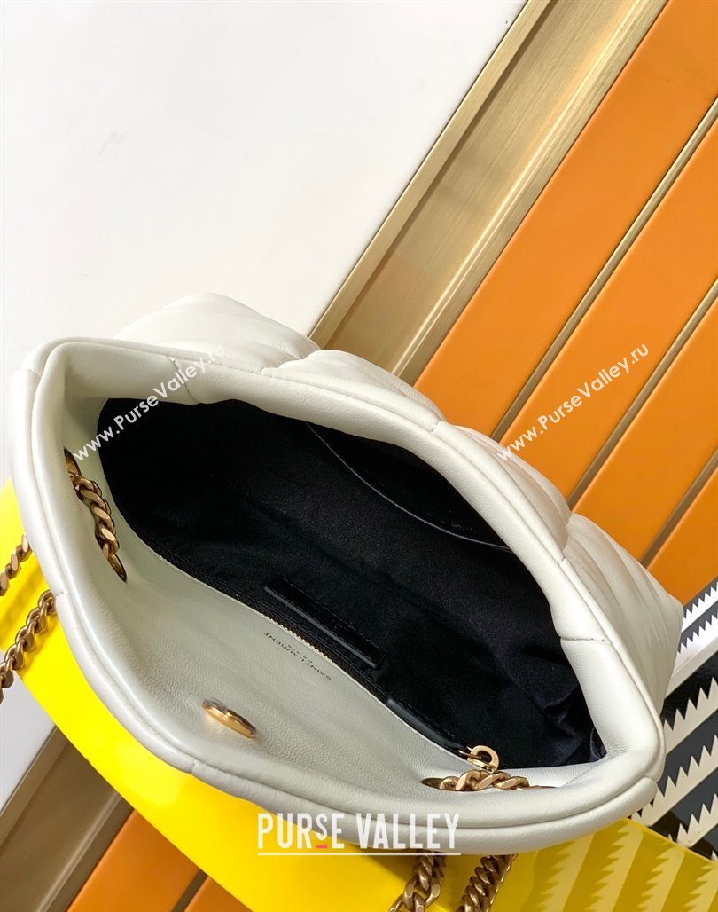 Saint Laurent Toy Puffer Bag in Lambskin 759337 White/Gold 2024 0525 (YY-240525048)