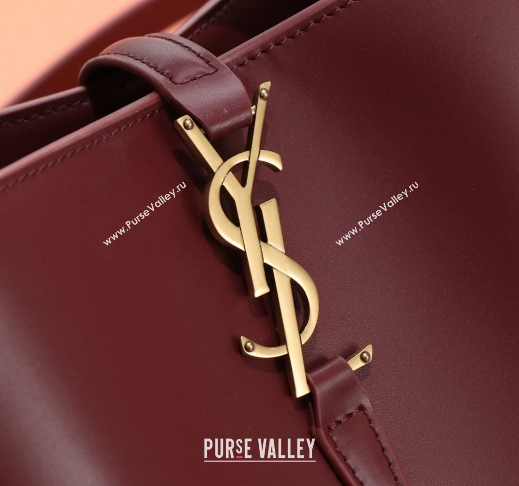 Saint Laurent LE 37 Small Bucket Bag in Shiny Calfskin 749036 Burgundy 2024 (YY-240525050)