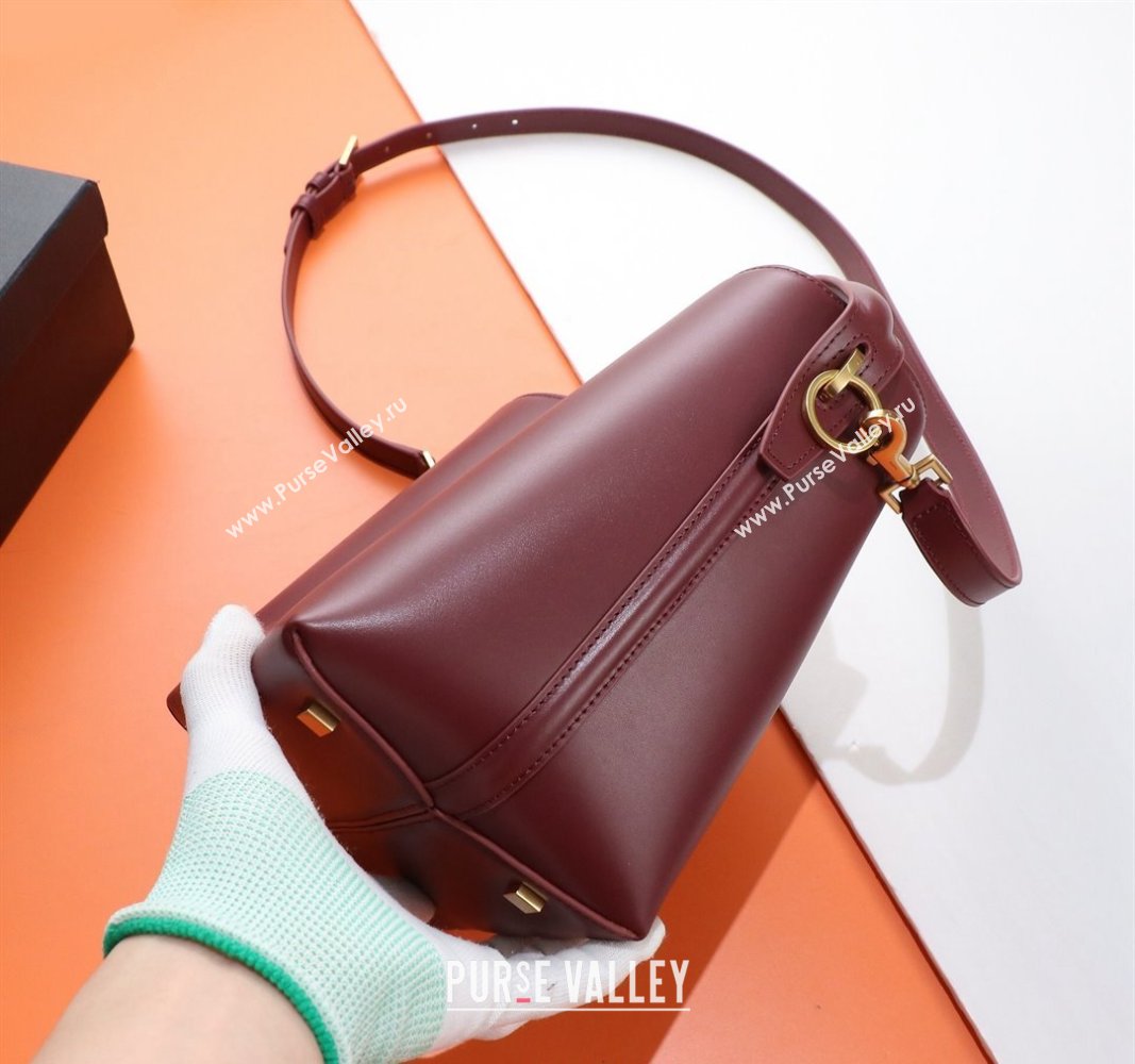 Saint Laurent LE 37 Small Bucket Bag in Shiny Calfskin 749036 Burgundy 2024 (YY-240525050)