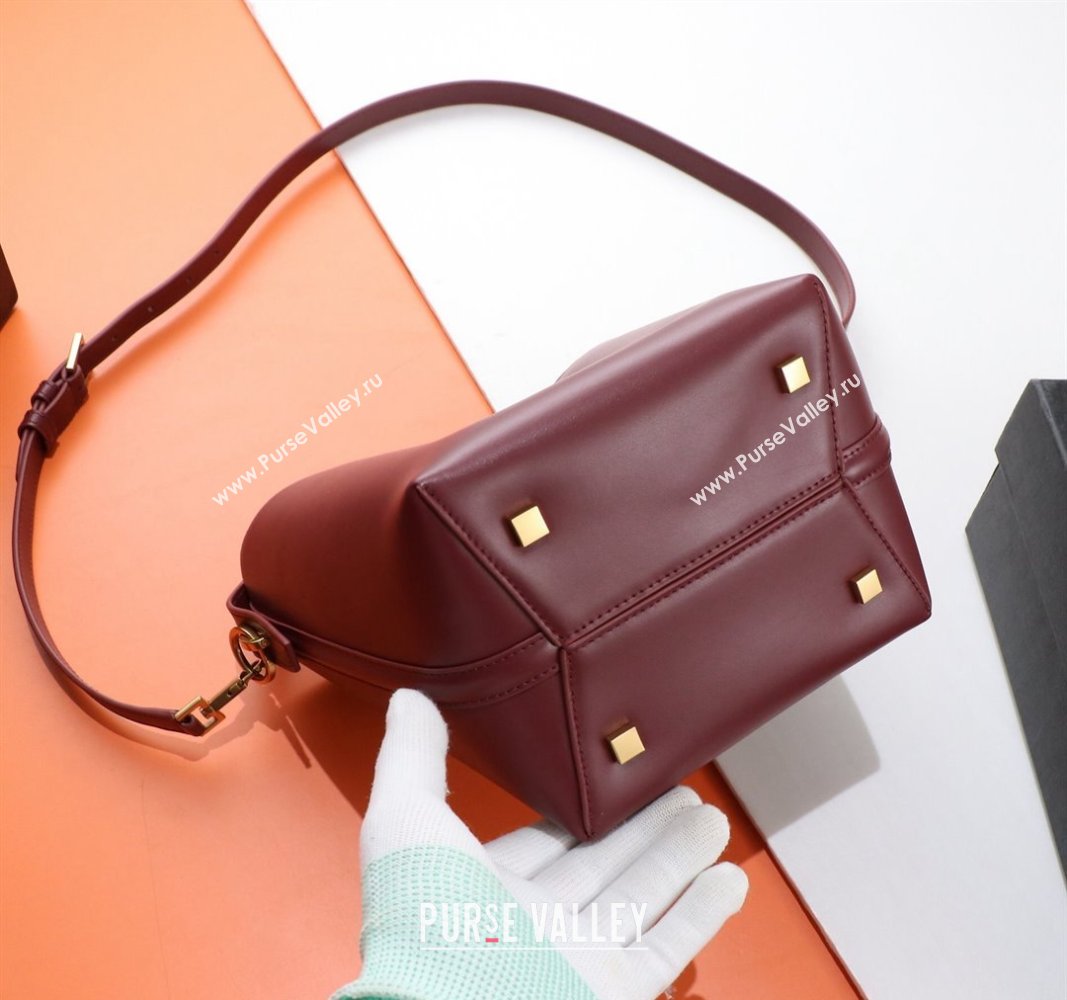 Saint Laurent LE 37 Small Bucket Bag in Shiny Calfskin 749036 Burgundy 2024 (YY-240525050)