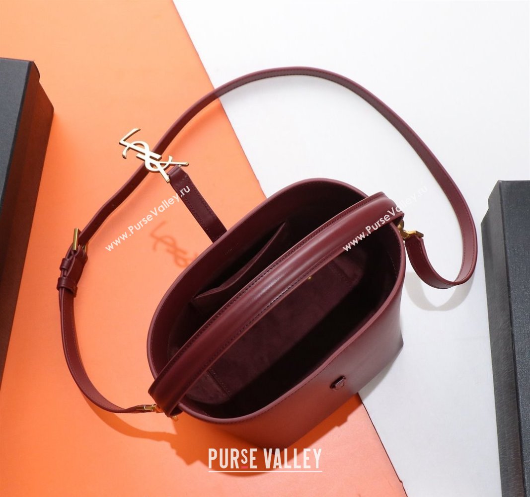 Saint Laurent LE 37 Small Bucket Bag in Shiny Calfskin 749036 Burgundy 2024 (YY-240525050)