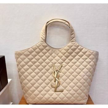 Saint Laurent Icare Maxi Shopping Bag in Quilted Lambskin 698651 Nude Pink 2024 (yida-240525051)