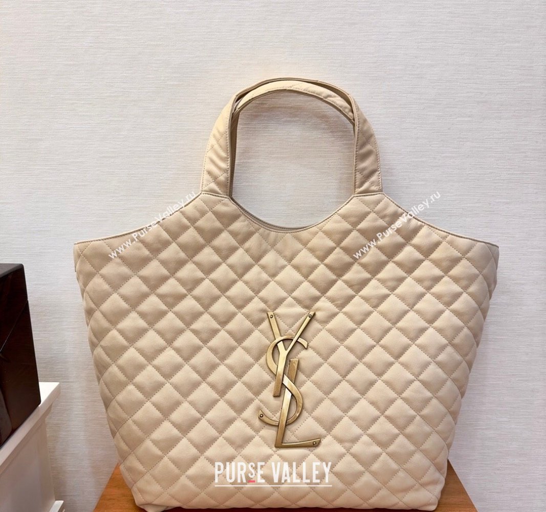 Saint Laurent Icare Maxi Shopping Bag in Quilted Lambskin 698651 Nude Pink 2024 (yida-240525051)