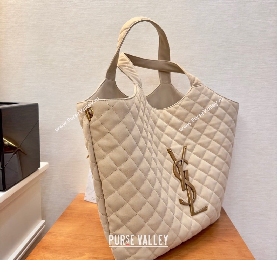 Saint Laurent Icare Maxi Shopping Bag in Quilted Lambskin 698651 Nude Pink 2024 (yida-240525051)