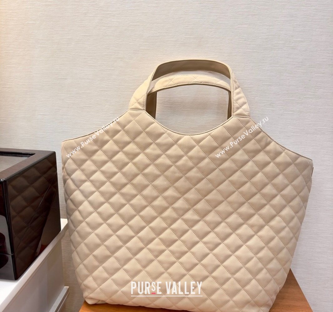 Saint Laurent Icare Maxi Shopping Bag in Quilted Lambskin 698651 Nude Pink 2024 (yida-240525051)