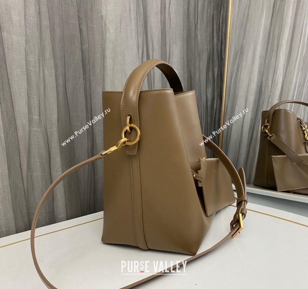 Saint Laurent Le 37 Bucket bag in Shiny Leather 742828 Dark Cork 2024 (nana-240525031)