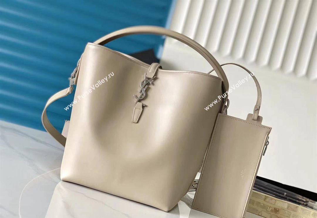 Saint Laurent Le 37 Bucket bag in Shiny Leather 742828 Cream Apricot 2024 (YY-240525062)