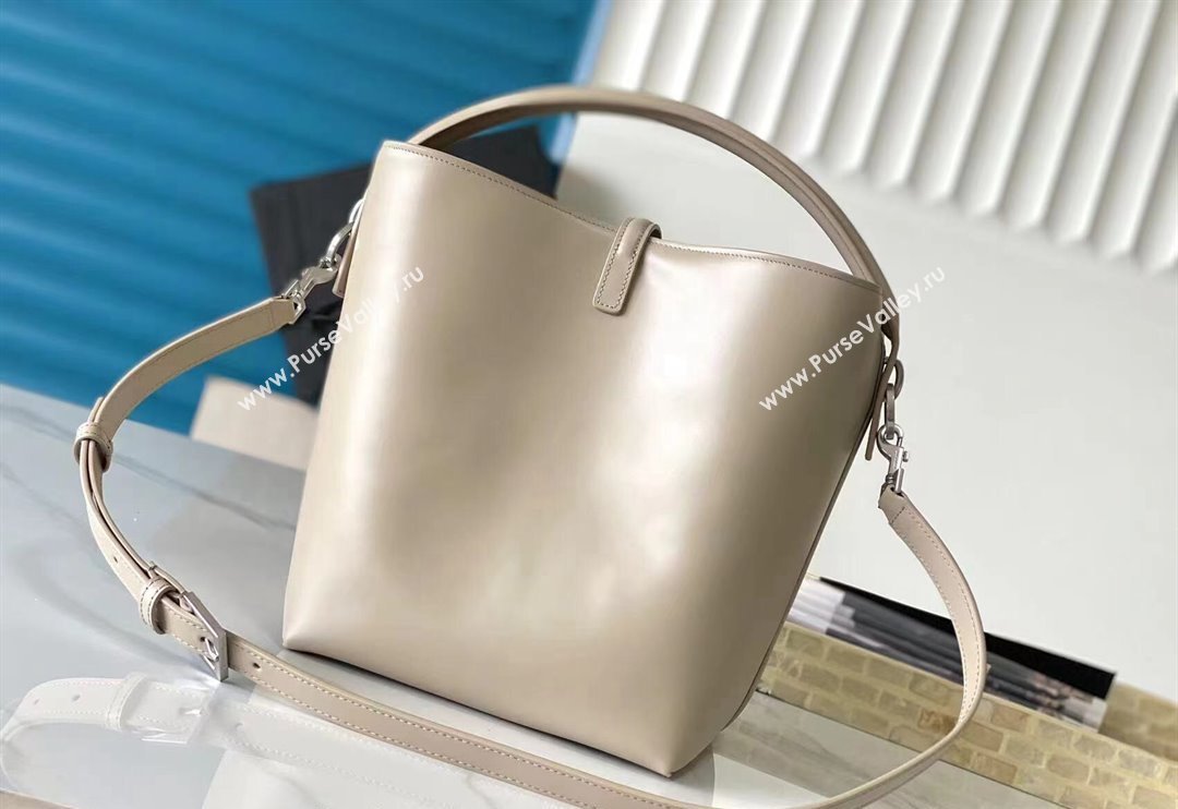 Saint Laurent Le 37 Bucket bag in Shiny Leather 742828 Cream Apricot 2024 (YY-240525062)